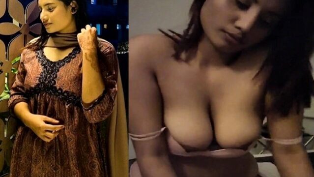 Rubbing dick on boobs and fucking horny Bengali girl Leaked Video
